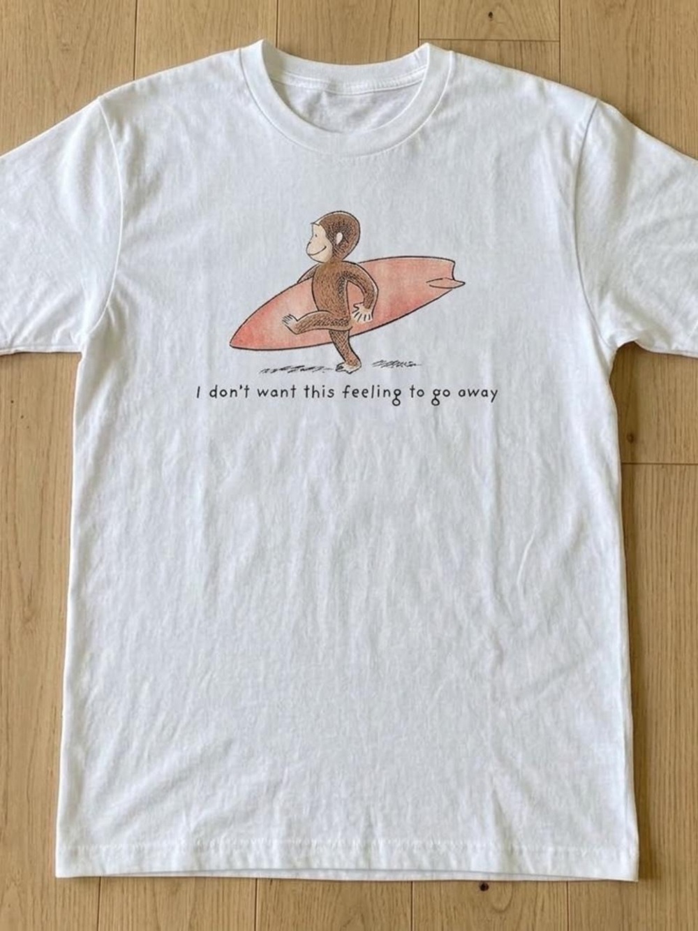 Gildan White Short Sleeve Tee with Surfing Monkey Graphic